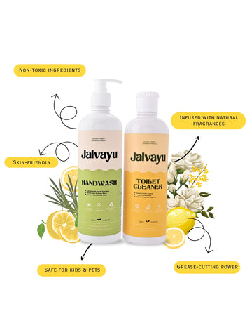 Bathroom Fresh Kit – Jalvayu Lemon Hand Wash & Jasmine Toilet Cleaner | Eco-Friendly Hygiene Combo