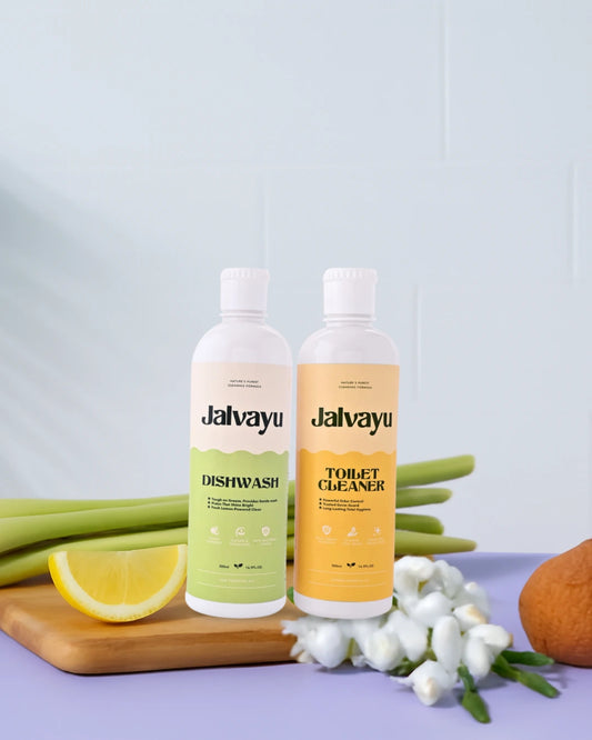 Family Fresh Pack – Jalvayu Lemon Dishwash & Jasmine Toilet Cleaner | Plant-Based Household Care