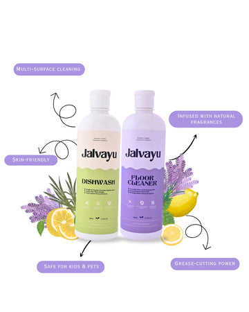 Fresh Home Utility Combo – Jalvayu Lemon Dishwash & Lavender Floor Cleaner | Eco-Safe Household Kit